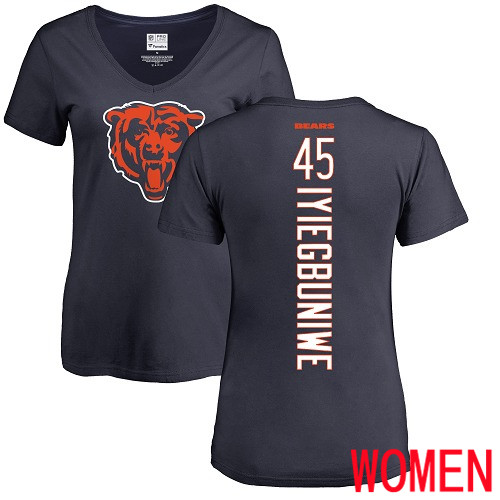 Chicago Bears Navy Blue Women Joel Iyiegbuniwe Backer NFL Football #45 T Shirt->nfl t-shirts->Sports Accessory